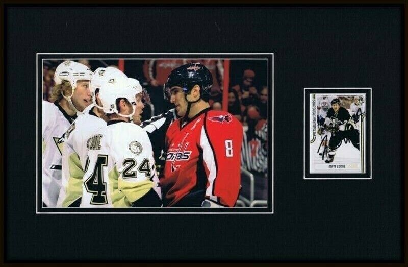 Matt Cooke Signed Framed 11x17 Photo Display vs Alex Ovechkin Penguins