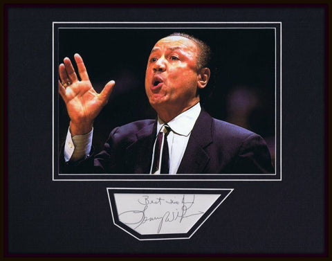 Coach Lenny Wilkens HOF Signed Framed 11x14 Photo Display JSA