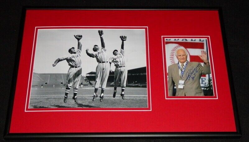 Bobby Doerr Signed Framed 12x18 Photo Display Red Sox w/ Ted Williams D Dimaggio