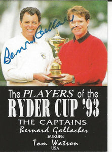 Bernard Gallagher 1993 Sheridan Collectibles Ryder Cup Signed Card #13