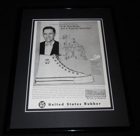 George Mikan 1959 United States Rubber Framed 11x14 ORIGINAL Advertisement