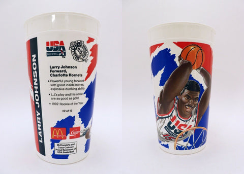 ORIGINAL Vintage 1996 McDonald's Dream Team II Larry Johnson Plastic Cup