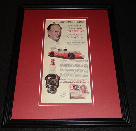 Ab Jenkins 1951 Champion Spark Plugs 11x14 Framed ORIGINAL Vintage Advertisement