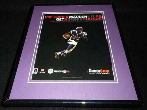 Madden NFL 2009 Framed 11x14 ORIGINAL Advertisement Adrian Peterson