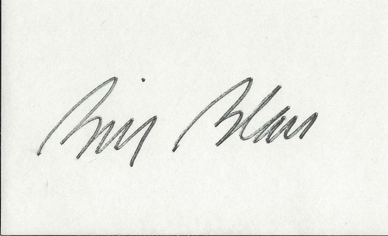 Bill Blass Signed Vintage 3x5 Index Card 