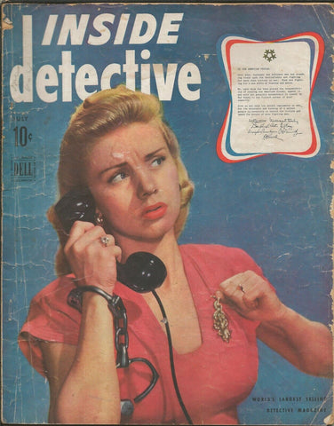 ORIGINAL Vintage July 1945 Inside Detective Magazine GGA / No Back Cover