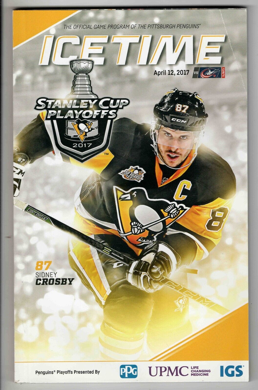 Apr 12 2017 Columbus @ Pittsburgh Penguins Program Sidney Crosby