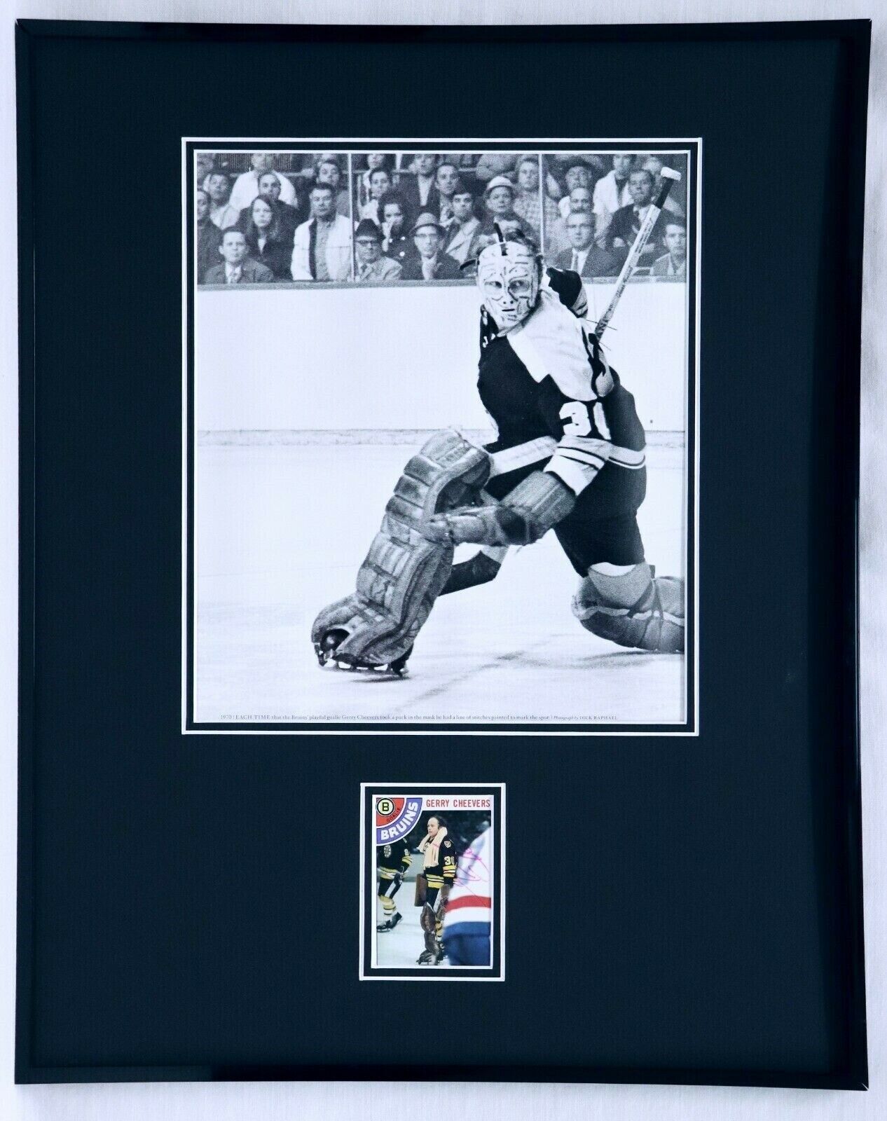 Gerry Cheevers Signed Framed 16x20 Photo Display Bruins