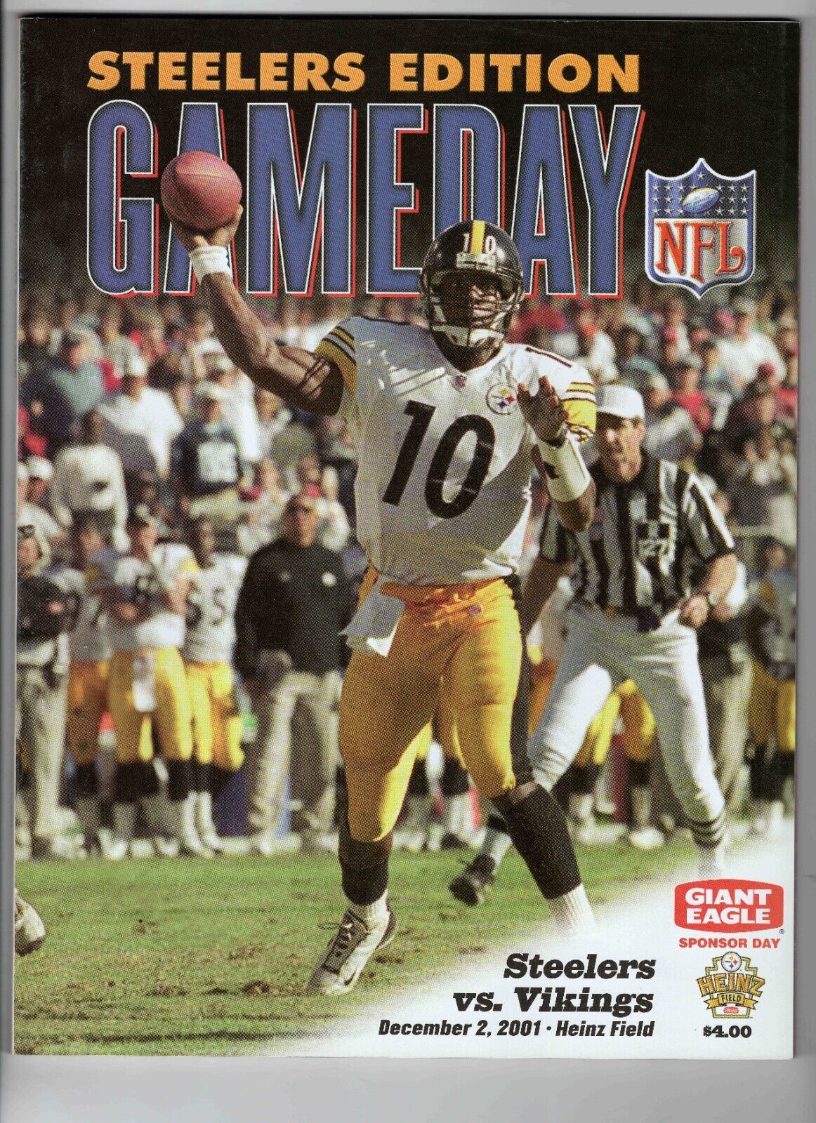 Dec 2 2001 Minnesota @ Pittsburgh Steelers Program Randy Moss 8-144-1 TD