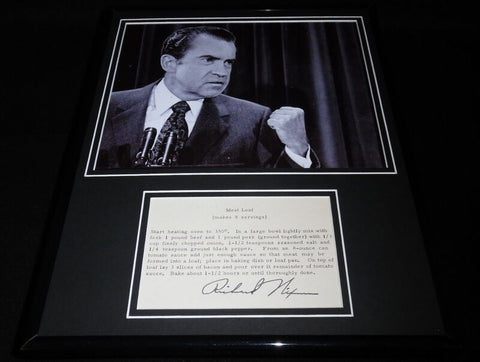 Richard Nixon Facsimile Signed Framed 11x14 Meat Loaf Recipe & Photo Display