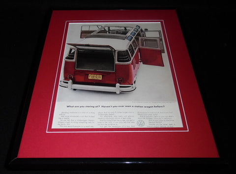 1962 VW Volkswagen Station Wagon 11x14 Framed ORIGINAL Vintage Advertisement