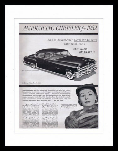 1952 Chrysler Imperial Framed 11x14 ORIGINAL Vintage Advertisement 