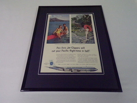 1951 Pan American Airlines Pan Am Framed 11x14 ORIGINAL Vintage Advertisement