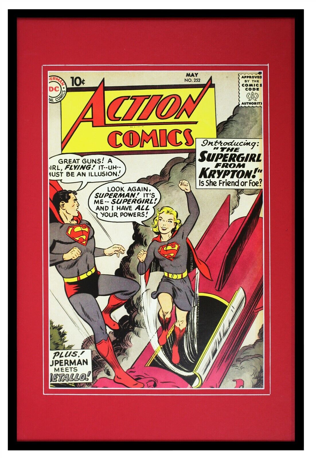 Action Comics #252 Superman Supergirl Framed 12x18 Official Repro Cover Display