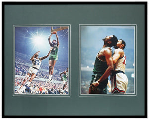 Bill Russell Framed 16x20 Photo Display w/ Wilt Chamberlain + Elgin Baylor