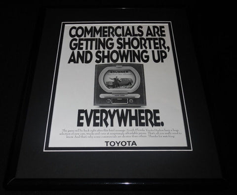 1989 South Florida Toyota Dealers Framed 11x14 ORIGINAL Vintage Advertisement