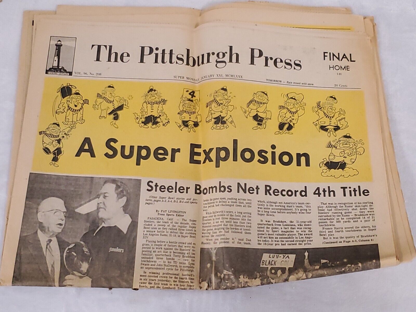 Jan 21 1980 Pittsburgh Press Newspaper Steelers 4th Super Bowl Win XIV