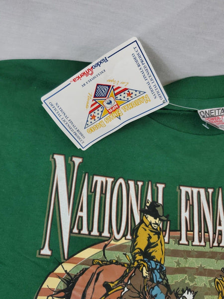 VINTAGE NWT 1996 National Finals Rodeo Las Vegas NV Green T-Shirt LARGE