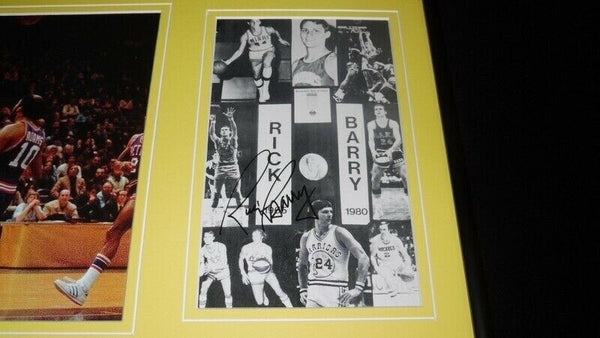 Rick Barry Signed Framed 12x18 Photo Display Warriors Miami