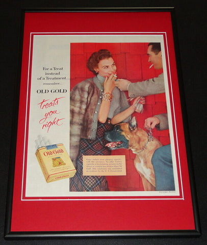 1953 Old Gold Cigarettes Framed ORIGINAL 12x18 Vintage Advertisement Display