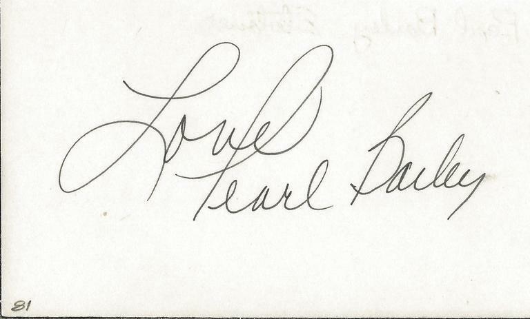 Pearl Bailey Signed 3x5 Index F