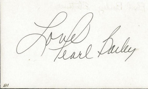 Pearl Bailey Signed 3x5 Index F