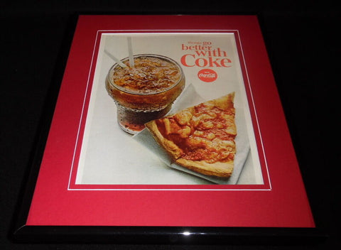 1965 Coca Cola / Pizza 11x14 Framed ORIGINAL Vintage Advertisement