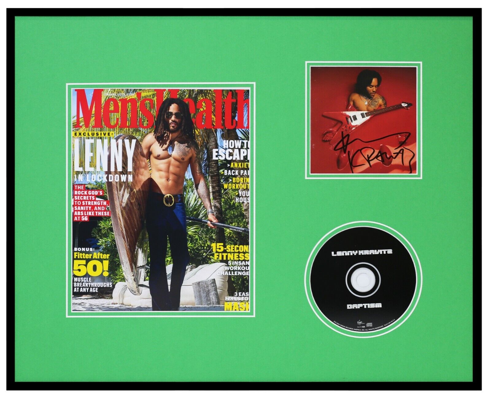 Lenny Kravitz Signed Framed 16x20 Photo + Baptism CD Display