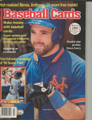 ORIGINAL Vintage Mar 1990 Baseball Cards Magazine w/ Cards Howard Johnson