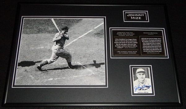 Johnny Mize Signed Framed 12x18 Photo Display Yankees