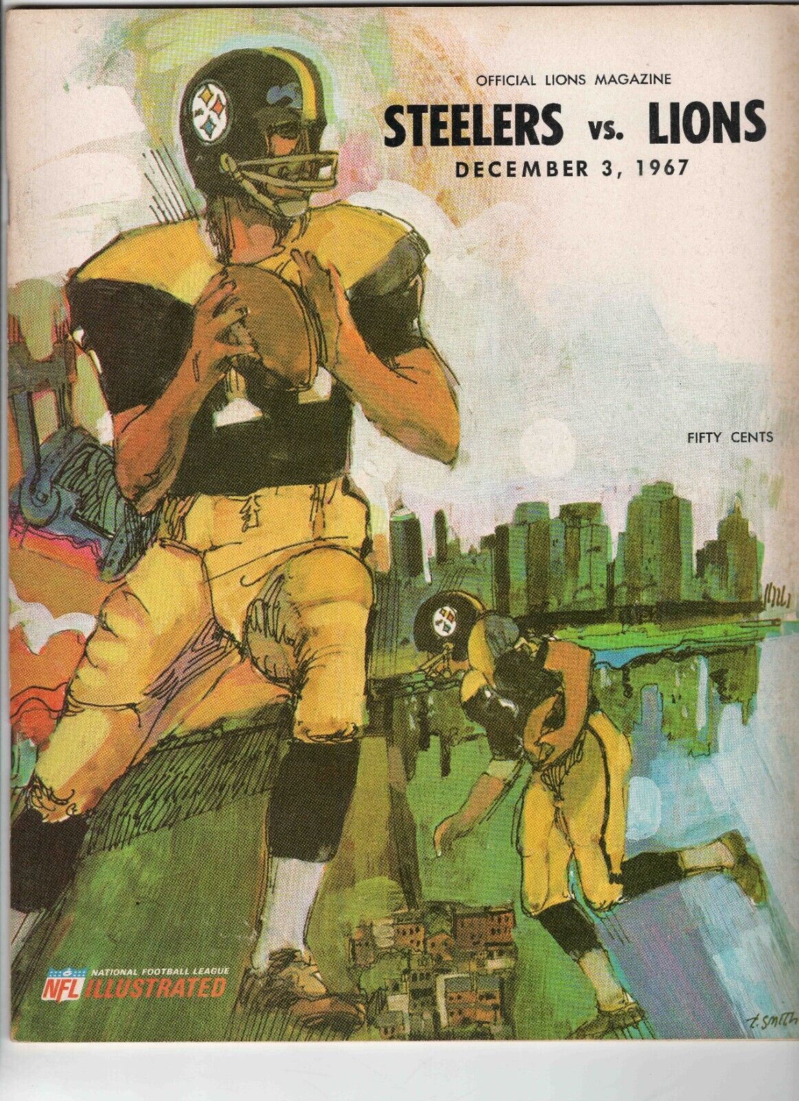 Dec 3 1967 Lions @ Pittsburgh Steelers Program Andy Russell