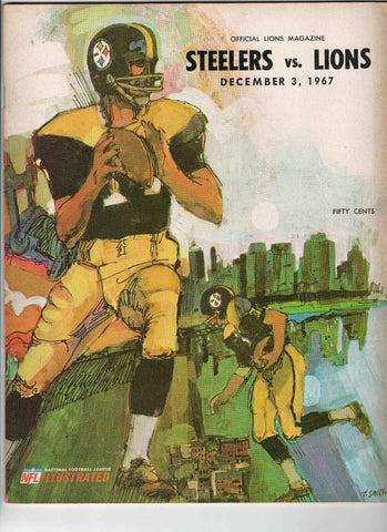 Dec 3 1967 Lions @ Pittsburgh Steelers Program Andy Russell