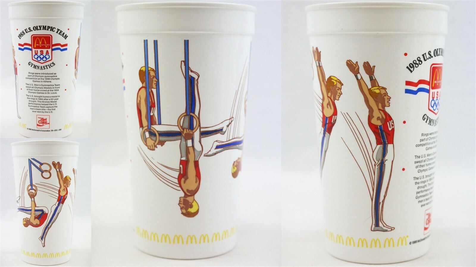 VINTAGE 1988 McDonald's Diet Coke USA Olympic Gymnastics Large Plastic Cup 