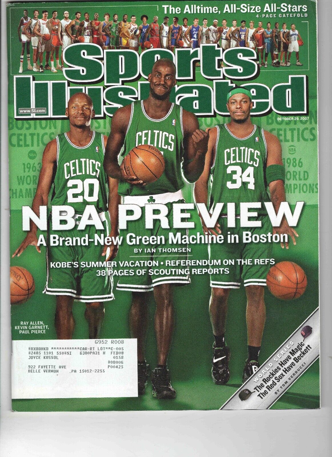 Oct 29 2007 Sports Illustrated Magazine Celtics Paul Pierce Kevin Garnett Allen