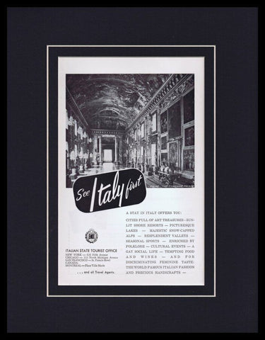 1964 See Italy First Tourism Framed 11x14 ORIGINAL Vintage Advertisement