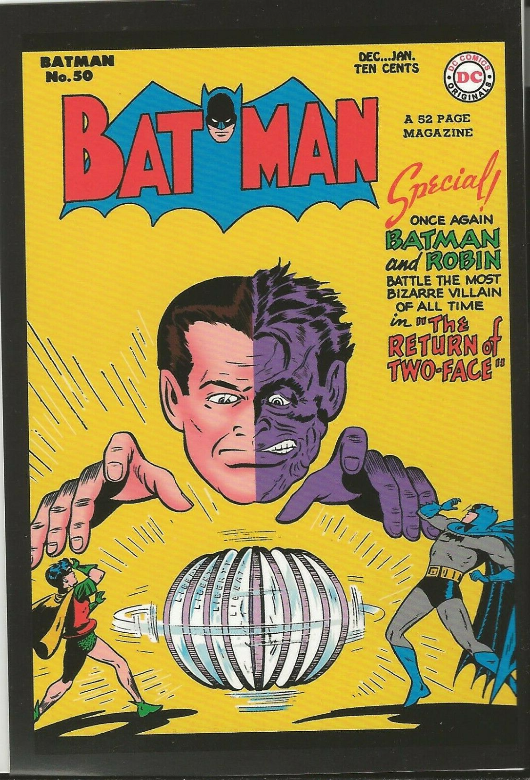 Batman #50 1948 4x5" Cover Postcard 2010 DC Comics Two Face Bob Kane