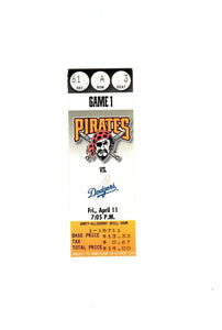 Apr 11 1997 LA Dodgers @ Pittsburgh Pirates Ticket Home Opener Raul Mondesi HR