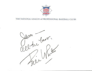 Bill White Signed Note on National League Letterhead