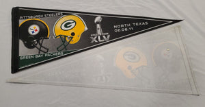 2011 Pittsburgh Steelers Green Bay Packer Super Bowl XLV 12x30 Pennant