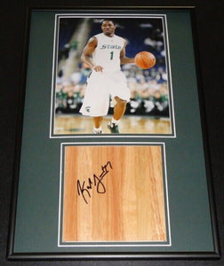 Kalin Lucas Signed Framed 12x18 Floorboard & Photo Display Michigan State MSU