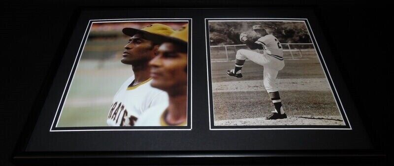 Roberto Clemente Framed 12x18 Photo Set Pirates pitching