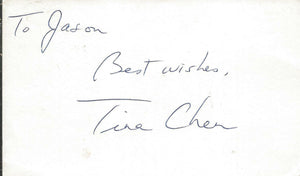 Tina Chen Signed 3x5 Index Card Alice's Restaurant