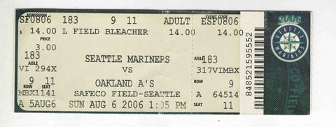 Seattle Mariners Oakland A's Aug 6 2006 Ticket Frank Thomas HR 4 RBI Ichiro 2B