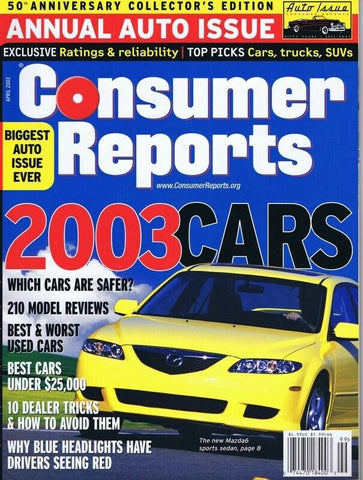 ORIGINAL Vintage 2003 Consumer Reports Magazine Cars Issue