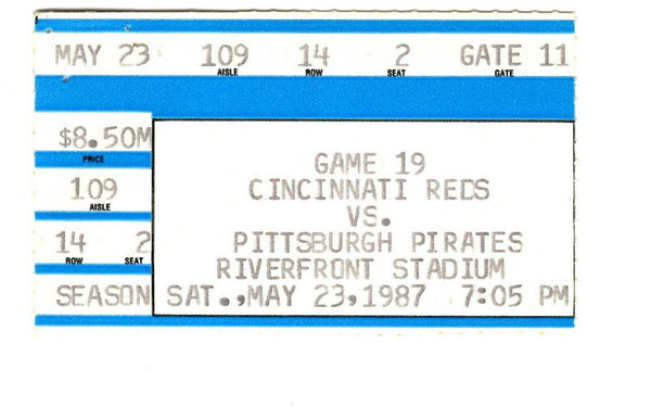 May 23 1987 Pittsburgh Pirates @ Cincinnati Reds Ticket Barry Bonds Larkin HR