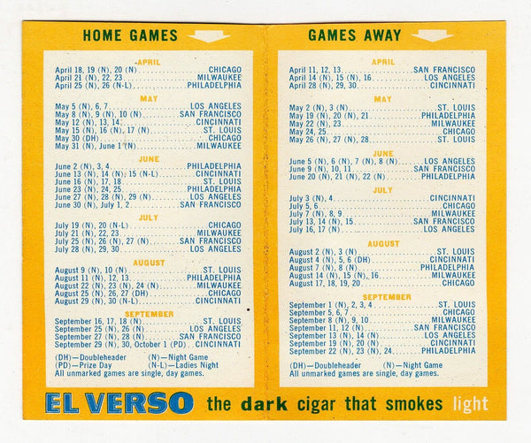 VINTAGE 1961 El Verso Pittsburgh Pirates Pocket Schedule