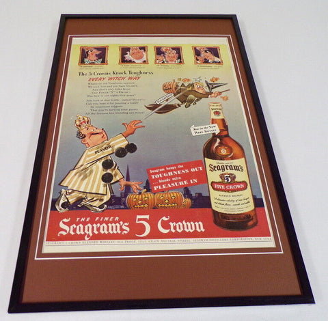 1942 Seagram's 5 Crown Whiskey Framed 11x17 ORIGINAL Vintage Advertising Poster