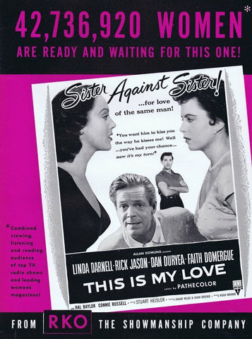 This is My Love 1954 ORIGINAL Vintage 9x12 Industry Ad Linda Darnell Dan Duryea