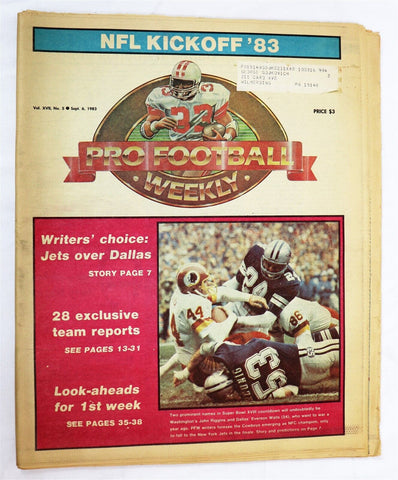  VINTAGE Sep 6 1983 Pro Football Weekly Magazine Everson Walls John Riggins