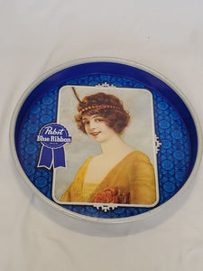 VINTAGE Pabst Blue Ribbon Beer Flapper Girl 13" Metal Tray